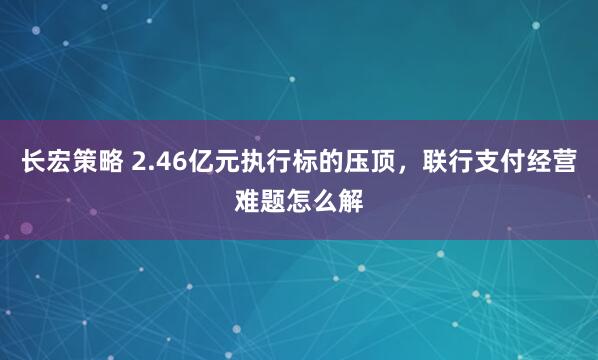 长宏策略 2.46亿元执行标的压顶，联行支付经营难题怎么解